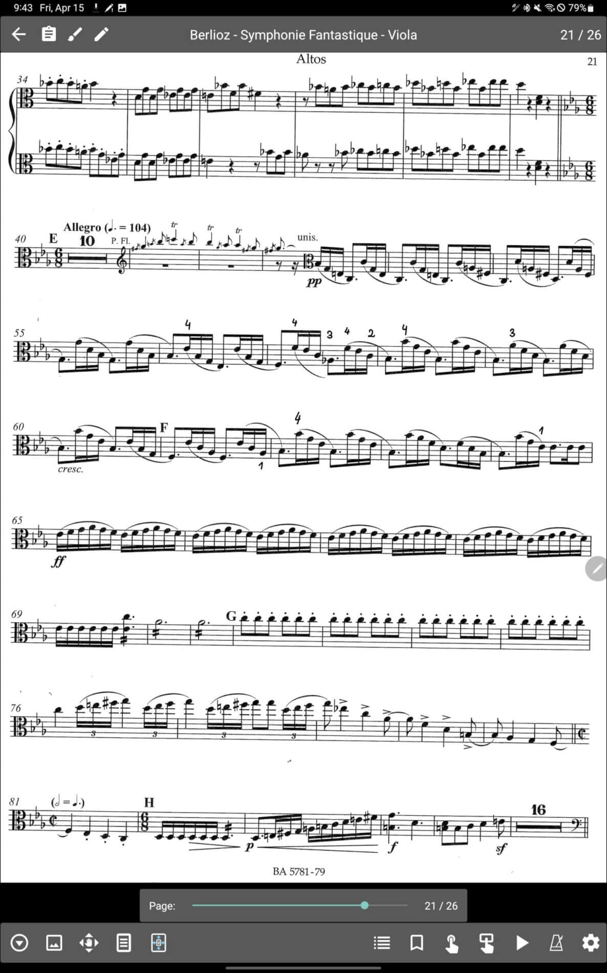 Partitions de musique sur la Samsung Galaxy Tab S8 Ultra (Berlioz)